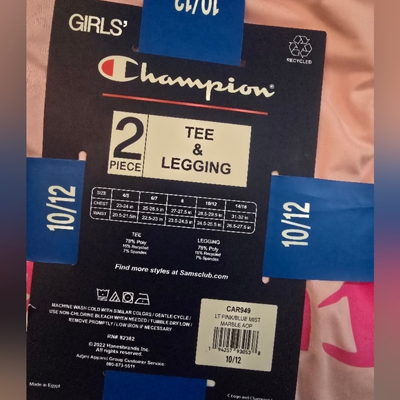 Champion Girls' Pink Tee & Legging Set 10/12 - Picture 5 of 5
